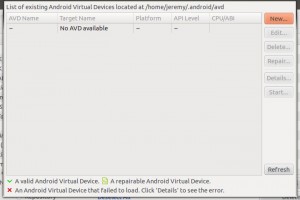 Android SDK Manager : Manage AVDs